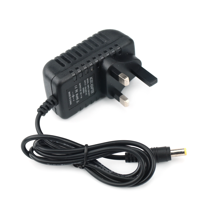 12V 2A AC/DC Power Adapter with UK Plug – Short Circuit Protection, 5.5x2.1mm Connector, CE, FCC, ROHS, SAA Certified