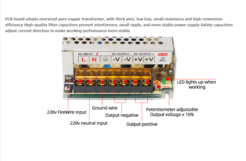 100-240V 50-60Hz ac input 12V 10A 120w dc otuput type switching power supply  voltage12v supply for (图5)